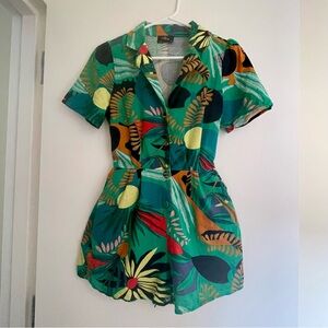 Milk + Honey Tropical Print Linen Blend Romper, size small